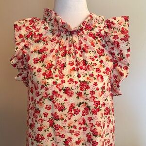 Floral Ruffle Sleeve Top